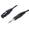 Cavo microfonico  HQM-102/6, Connettore 1: XLR/F 3 P, Connettore 2:  Jack mono 6.3mm, Lunghezza: 6 m.